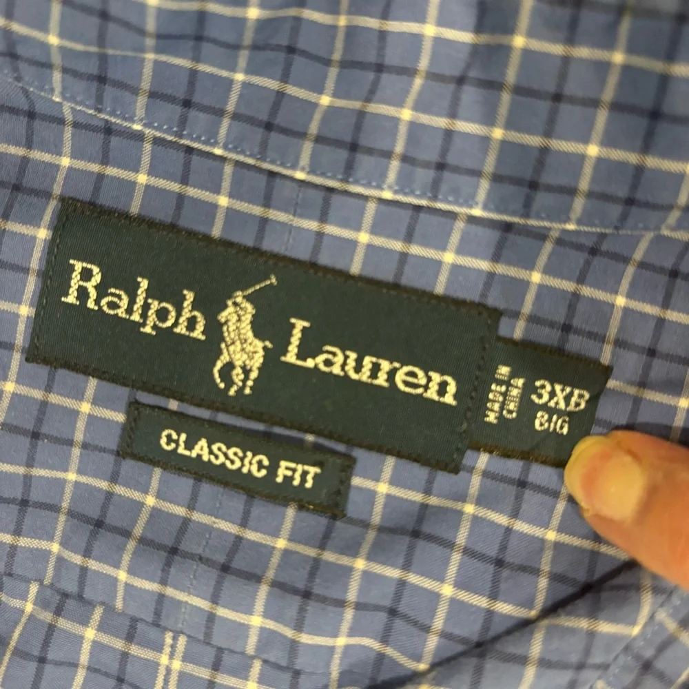 Polo Ralph Lauren Button Down Shirt 3XB Mens Blue Plaid Classic Fit